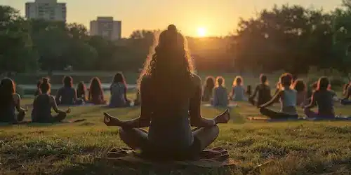 sunset yoga party